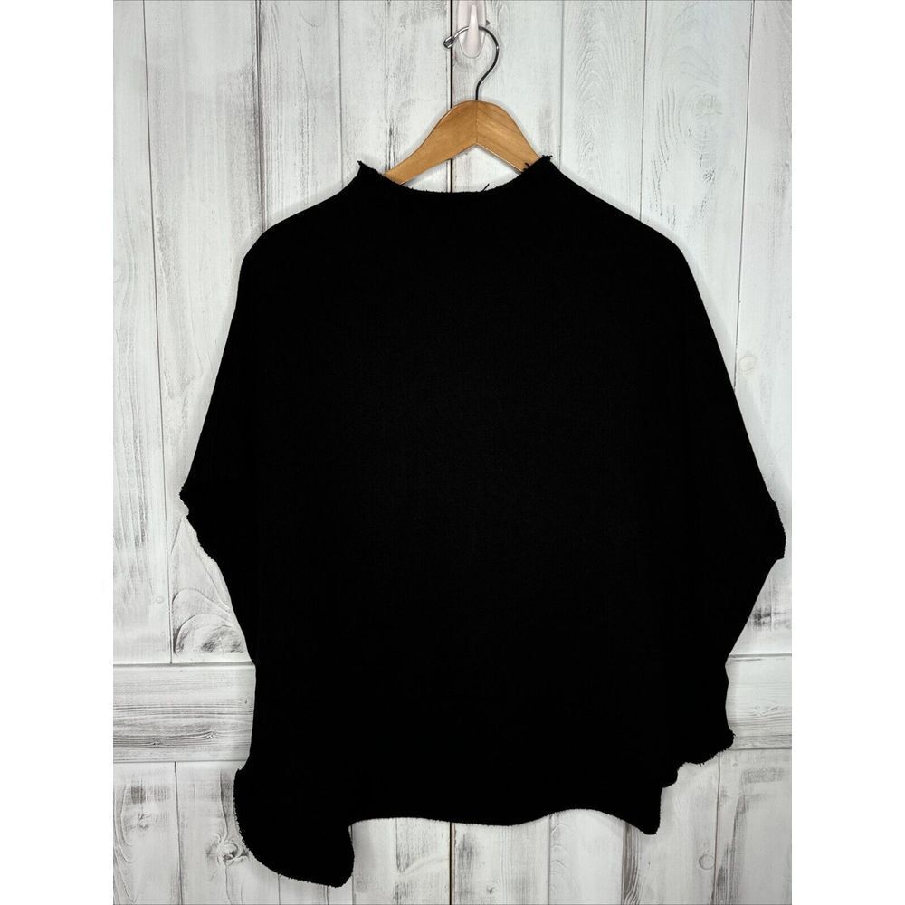 FRANK & EILEEN AUDREY SHORT SLEEVE FUNNEL CAPELET FLEECE SWEATSHIRT BLACK OS‎